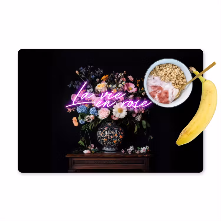 Neon - Vaas - Bloemen Placemat vinyl groot -zzzproduct_Kitchenyeah-website