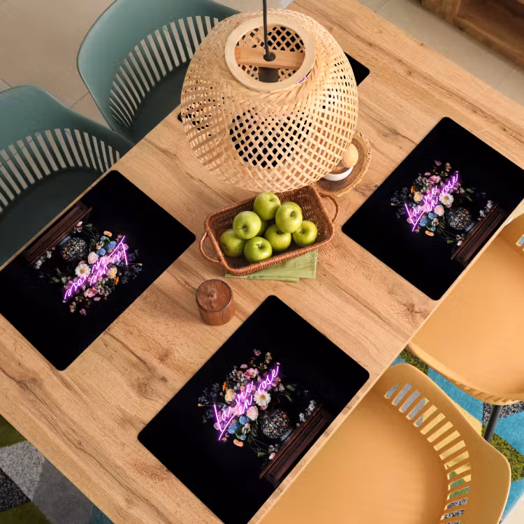 Neon - Vaas - Bloemen Placemat vinyl groot -zzsfeer5_Kitchenyeah-website