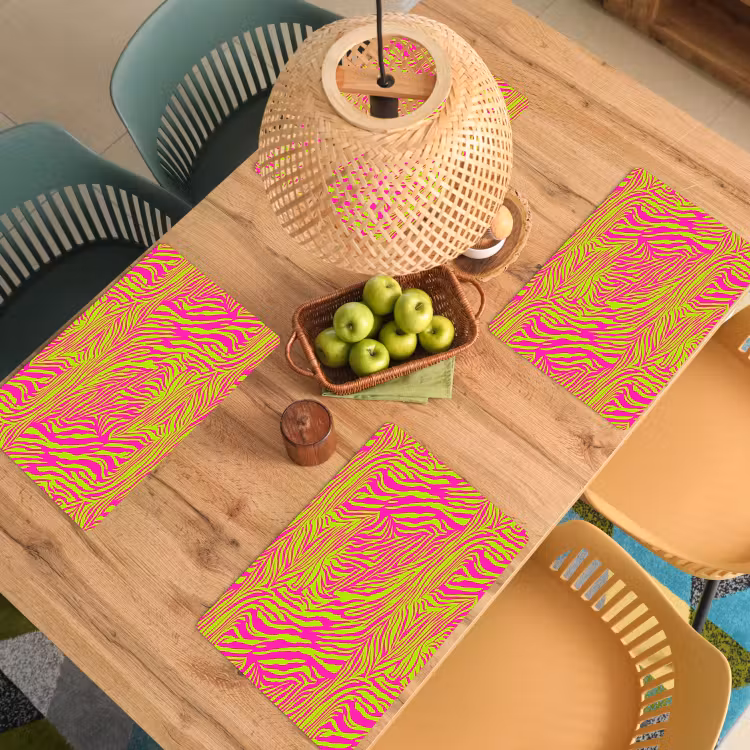 Neon - Zebra - Roze - Groen Placemat vinyl groot 368 -zzsfeer5_Kitchenyeah-website