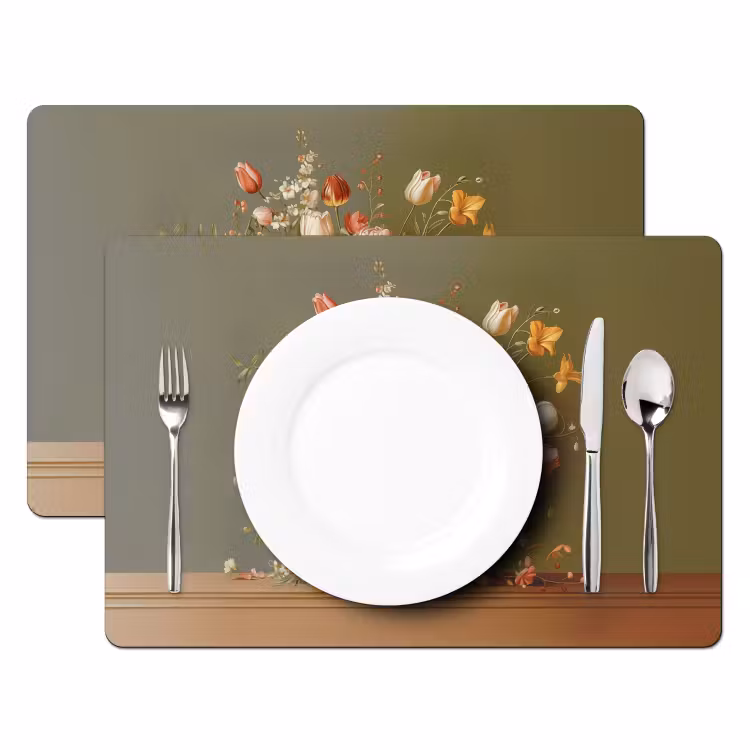 Neutral - Bloemen - Boeket - Vaas Placemat vinyl groot -zzsfeer2_Kitchenyeah-website