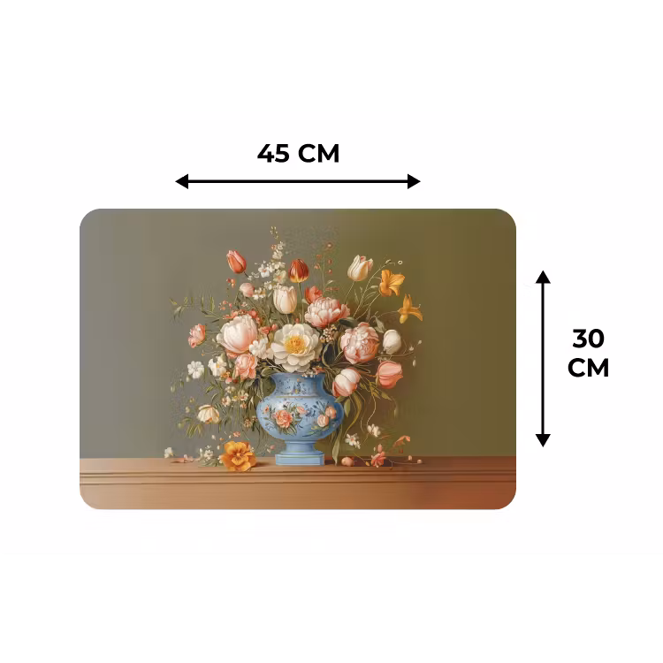 Neutral - Bloemen - Boeket - Vaas Placemat vinyl groot -specs