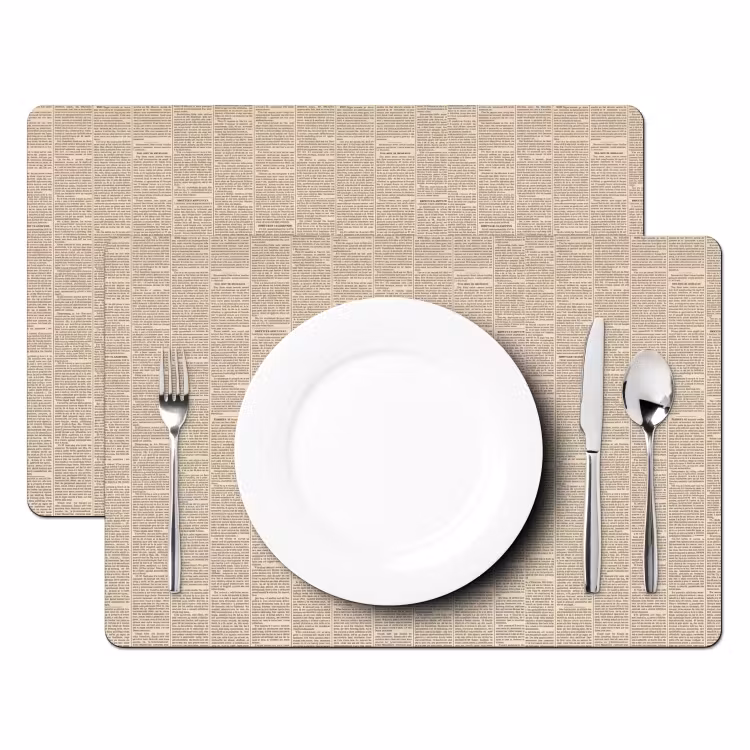 Krant - Nieuws - Historisch - Vintage - Beige Placemat vinyl groot -zzsfeer2_Kitchenyeah-website