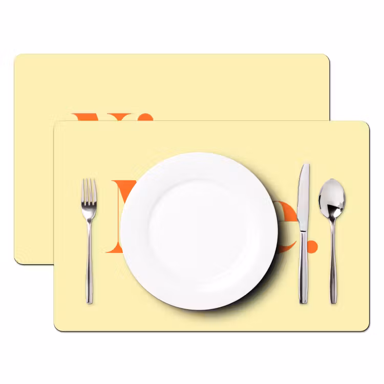 Nice - Oranje - Geel - Minimalistisch Placemat vinyl groot -zzsfeer2_Kitchenyeah-website