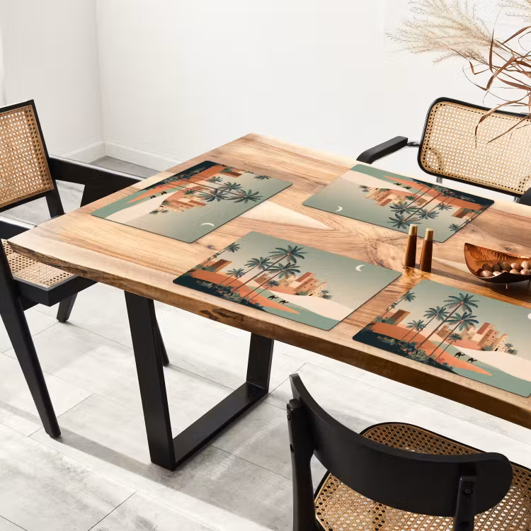 Nachtlandschap - Kamelen - Sterren - zandduinden Placemat vinyl groot -zzsfeer4_Kitchenyeah-website