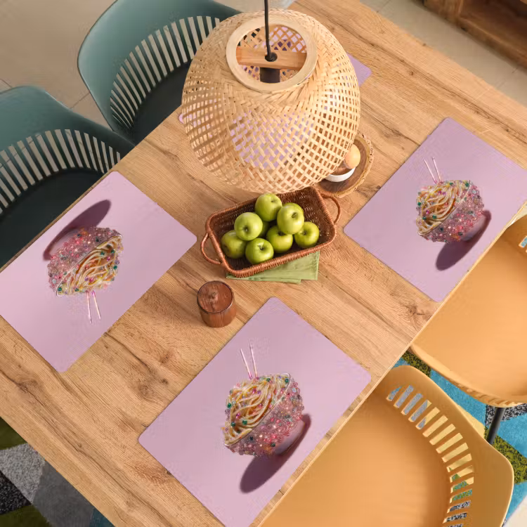 Noodles - Edelstenen - Stokjes - Roze Placemat vinyl groot -zzsfeer5_Kitchenyeah-website