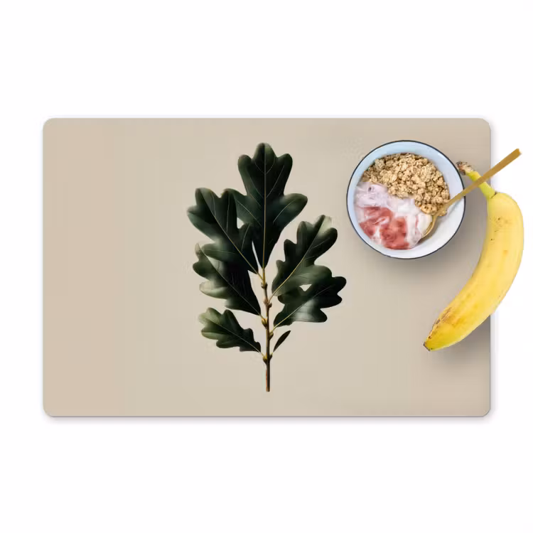 Eikenbladeren - Beige - Groen - Golvende randen Placemat vinyl groot -zzzproduct_Kitchenyeah-website