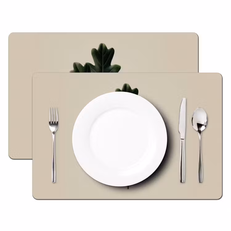 Eikenbladeren - Beige - Groen - Golvende randen Placemat vinyl groot -zzsfeer2_Kitchenyeah-website