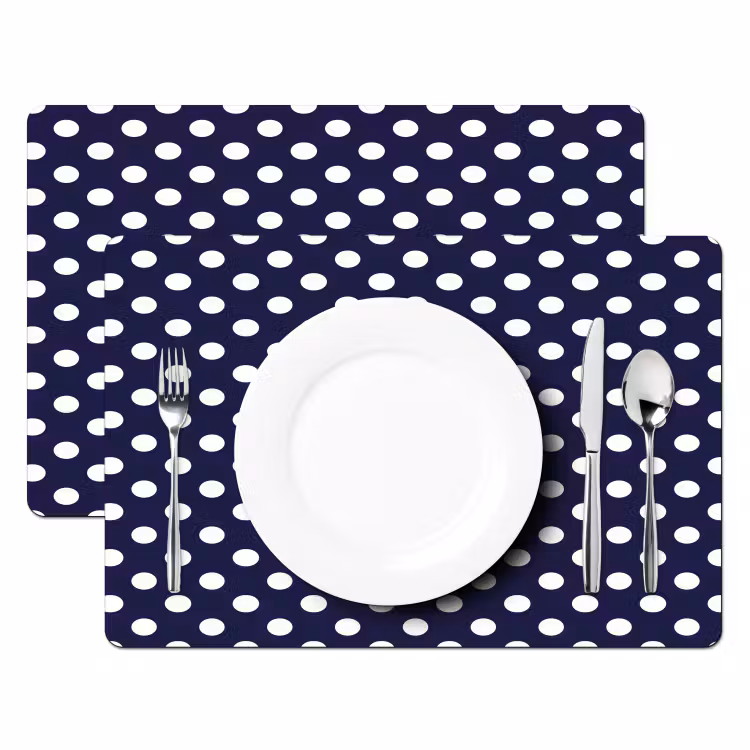 Oceaan - Stippen - Blauw - Wit Placemat vinyl groot 368 -zzsfeer2_Kitchenyeah-website
