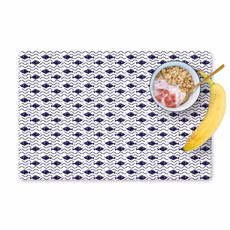 Oceaan - Visachtig - Blauw - Wit Placemat vinyl groot 368 -zzzproduct_Kitchenyeah-website