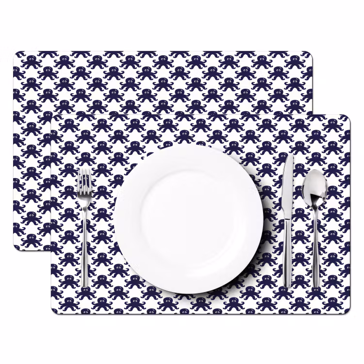 Oceaan - Octo - Blauw - Wit Placemat vinyl groot 368 -zzsfeer2_Kitchenyeah-website