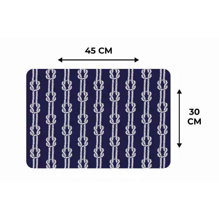 Oceaan - Touw - Blauw - Wit Placemat vinyl groot 368 -specs
