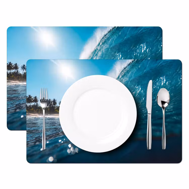 Oceaan - Golf - Strand - Natuur - Blauw Placemat vinyl groot -zzsfeer2_Kitchenyeah-website