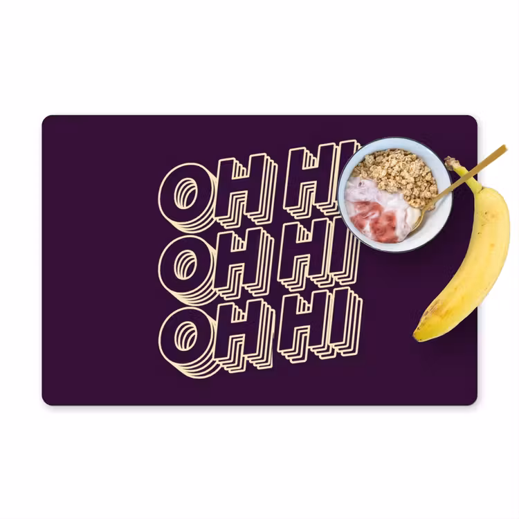 Oh hi - Paars - 3D Placemat vinyl groot -zzzproduct_Kitchenyeah-website