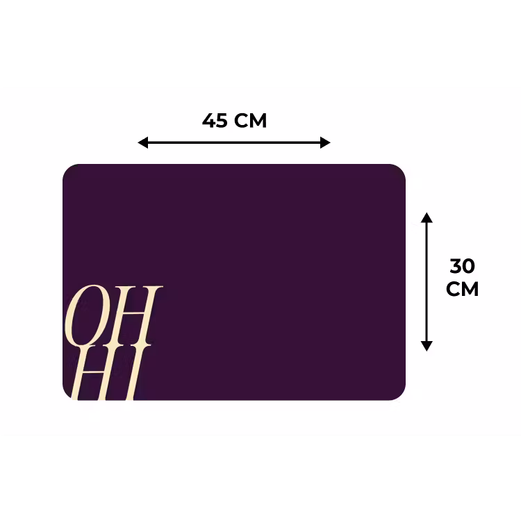 Oh hi - Paars - Cursief Placemat vinyl groot -specs
