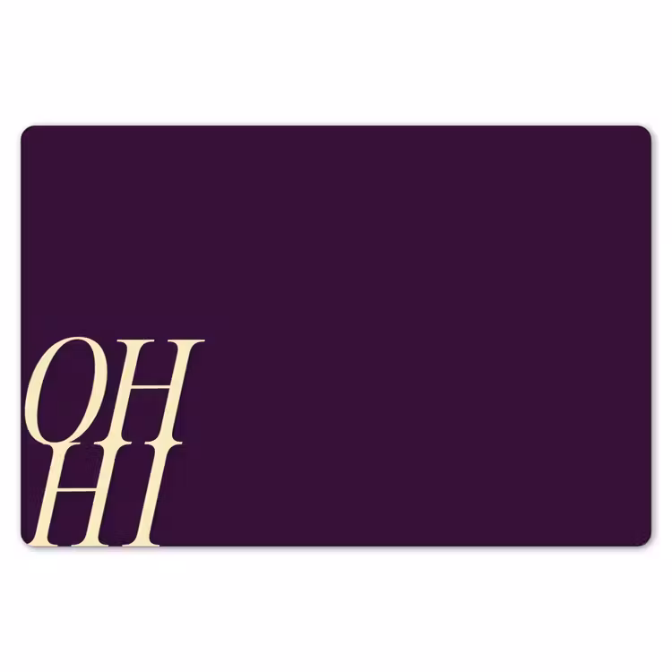 Oh hi - Paars - Cursief Placemat vinyl groot -zzsfeer1_Kitchenyeah-website
