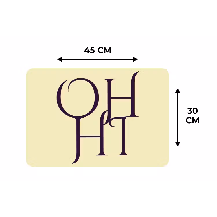 Oh hi - Geel - Monogram Placemat vinyl groot -specs