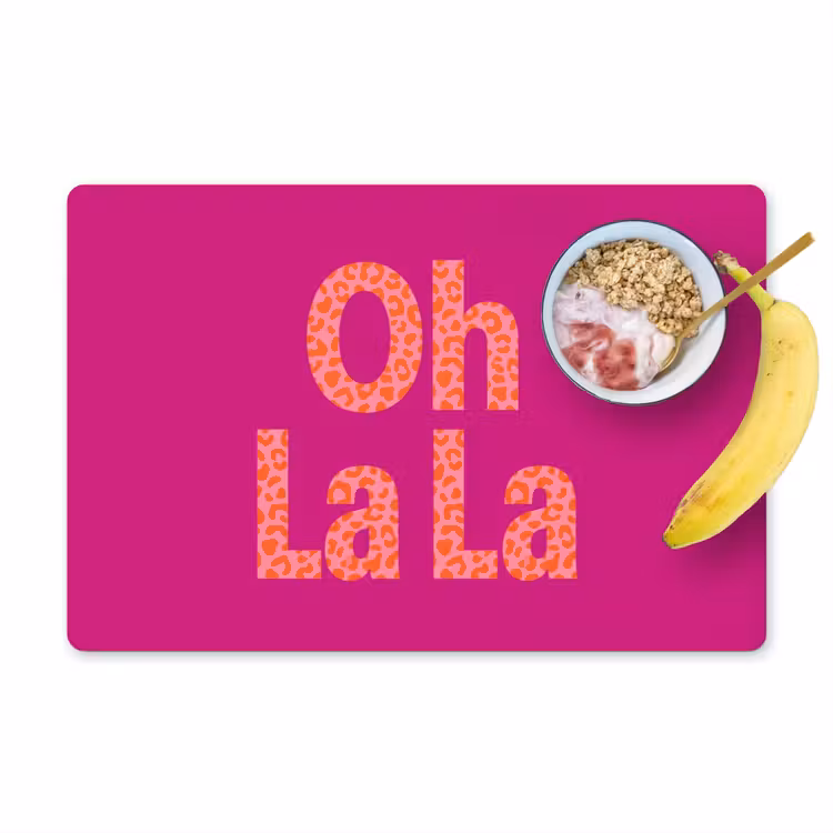 Oh la la - Luipaardprint - Roze Placemat vinyl groot -zzzproduct_Kitchenyeah-website
