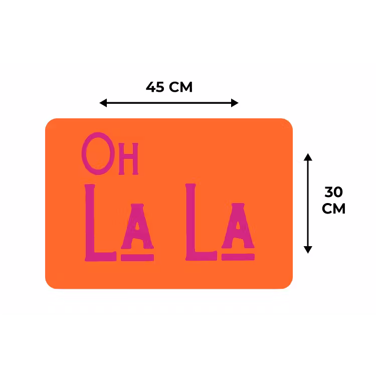 Oh la la - Oranje - Roze - Scheeflettertype Placemat vinyl groot -specs