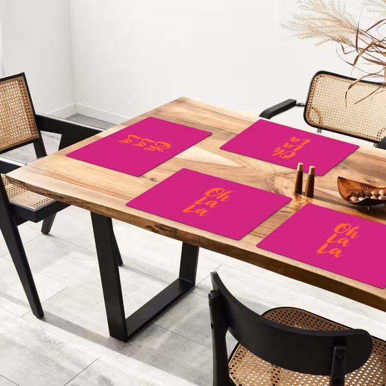 Oh la la - Roze - Oranje - Minimalistisch Placemat vinyl groot -zzsfeer4_Kitchenyeah-website