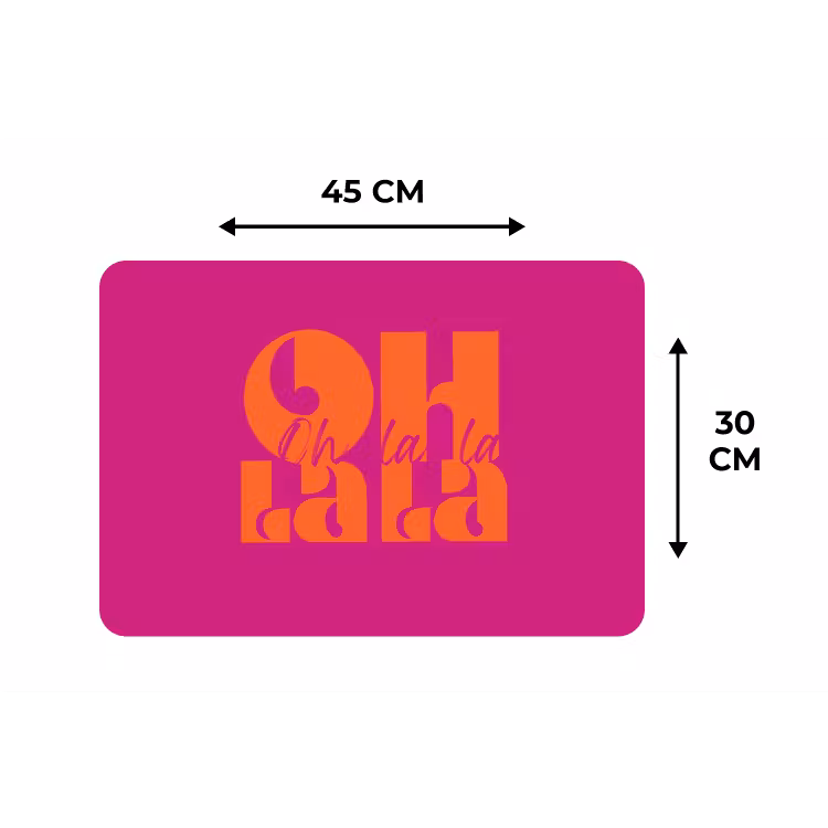 Oh la la - Roze - Oranje - Gestapelde letters Placemat vinyl groot -specs