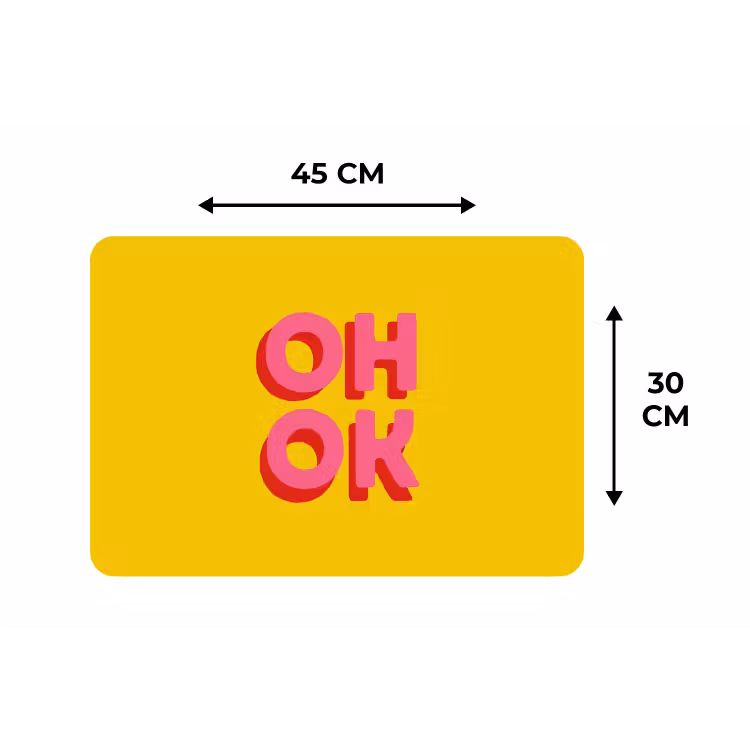 Oh ok - 3D - Geel - Roze Placemat vinyl groot -specs