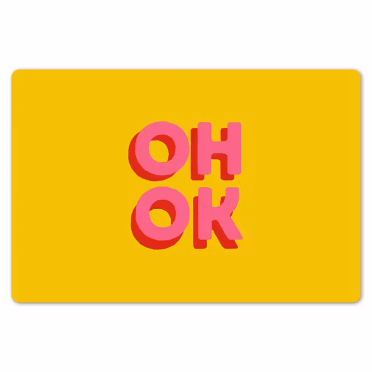 Oh ok - 3D - Geel - Roze Placemat vinyl groot -zzsfeer1_Kitchenyeah-website