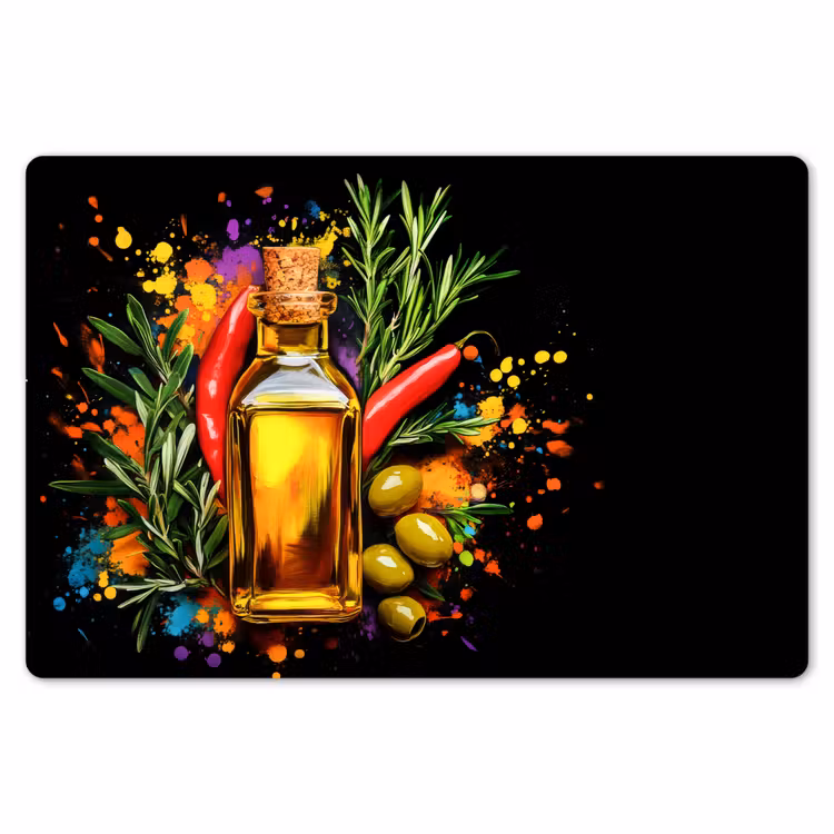 Olijfolie - Graffiti - Peper - Olijven - Modern Placemat vinyl groot -zzsfeer1_Kitchenyeah-website