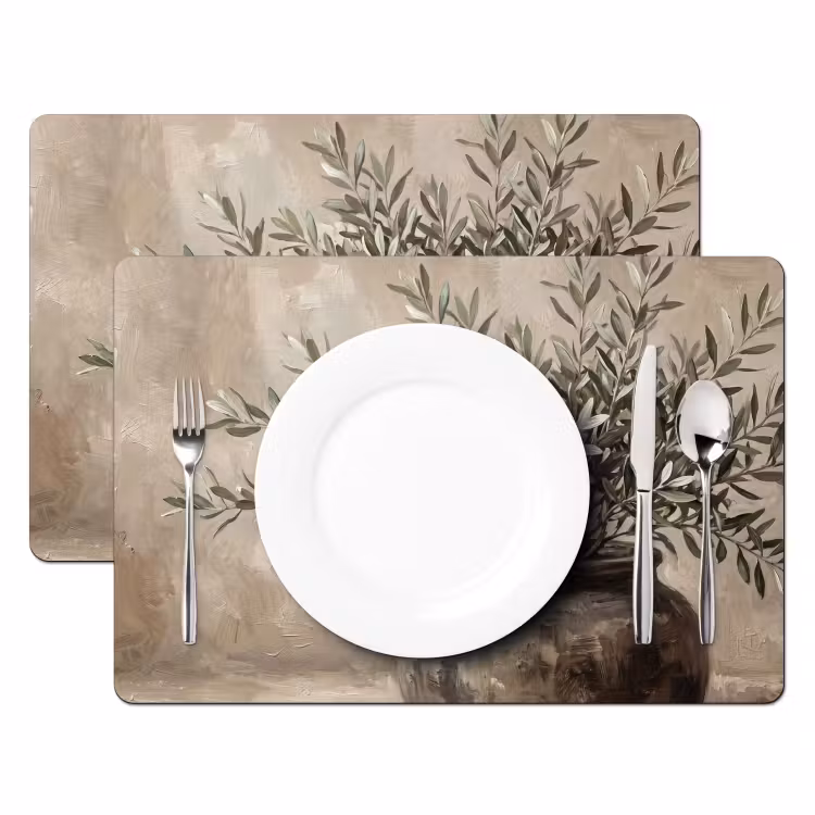 Olijfplant - Aardenpot - Abstract - Beige Placemat vinyl groot -zzsfeer2_Kitchenyeah-website