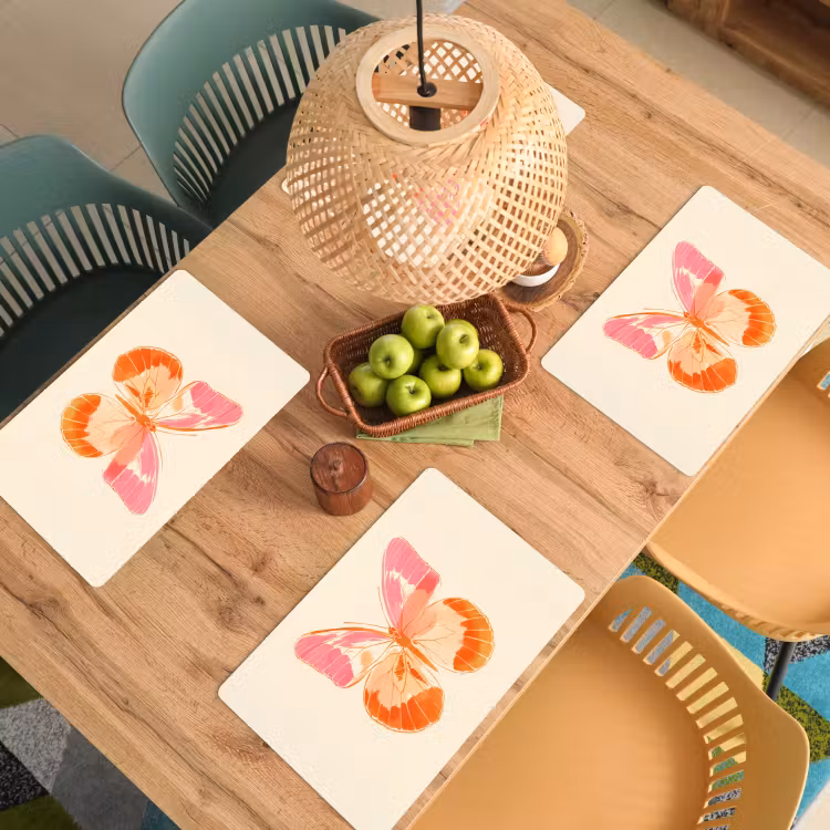 Oranje - Vlinder - Minimalistisch Placemat vinyl groot -zzsfeer5_Kitchenyeah-website