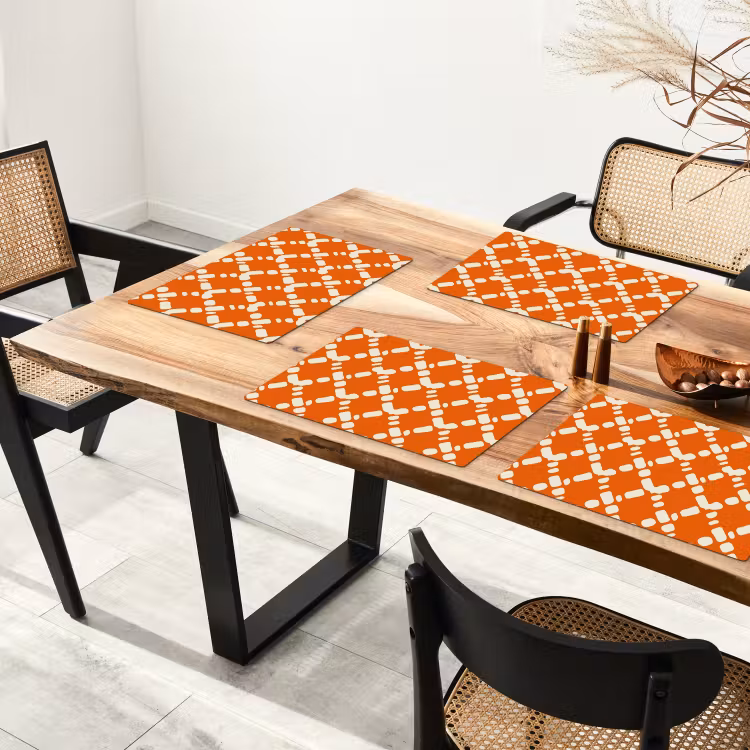 Oranje - Ruitpatroon - Wit Placemat vinyl groot 368 -zzsfeer4_Kitchenyeah-website