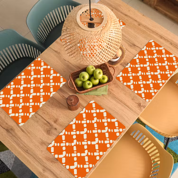 Oranje - Ruitpatroon - Wit Placemat vinyl groot 368 -zzsfeer5_Kitchenyeah-website
