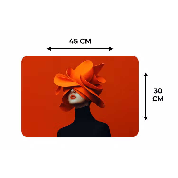 Oranje - Hoed - Vrouw Placemat vinyl groot -specs