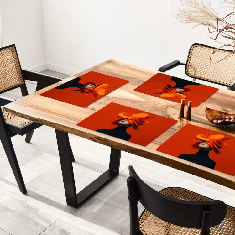 Oranje - Hoed - Vrouw Placemat vinyl groot -zzsfeer4_Kitchenyeah-website