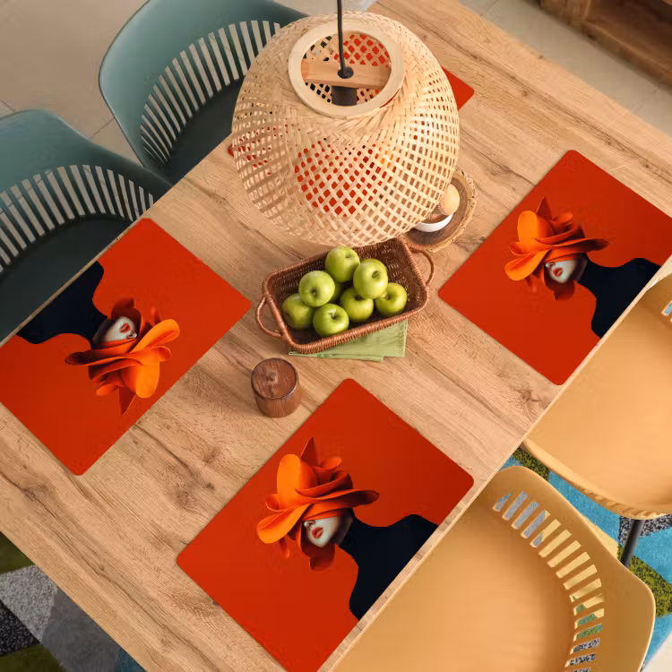 Oranje - Hoed - Vrouw Placemat vinyl groot -zzsfeer5_Kitchenyeah-website