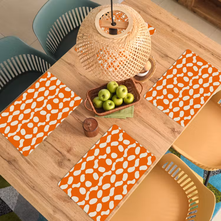 Oranje - Organische vormen - Wit Placemat vinyl groot 368 -zzsfeer5_Kitchenyeah-website
