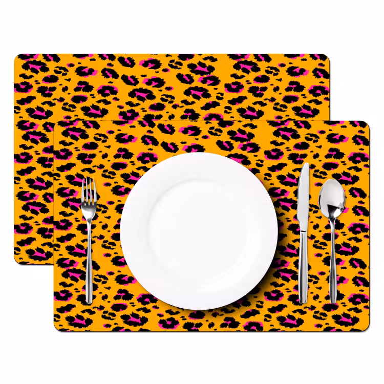 Oranje - Roze - Panterprint Placemat vinyl groot 368 -zzsfeer2_Kitchenyeah-website