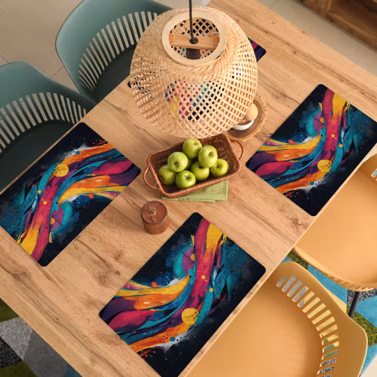 Banen - Golven - Kleurrijk - Abstract Placemat vinyl groot -zzsfeer5_Kitchenyeah-website