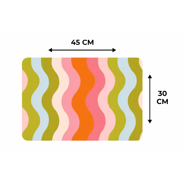 Banen - Golven - Kleurrijk - Verticaal Placemat vinyl groot -specs