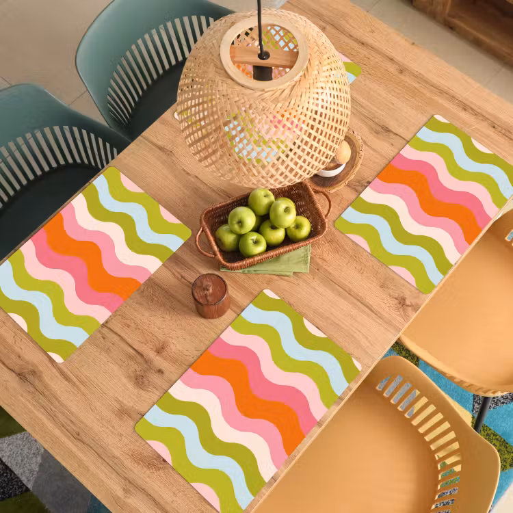 Banen - Golven - Kleurrijk - Verticaal Placemat vinyl groot -zzsfeer5_Kitchenyeah-website