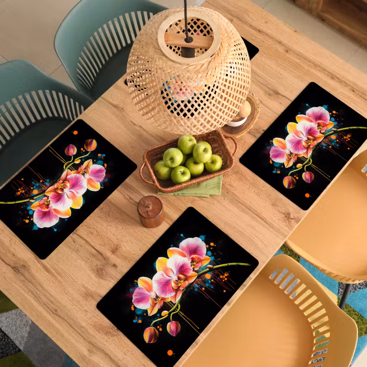 Orchidee - Graffiti - Kleurrijk - Bloemen - Abstract Placemat vinyl groot -zzsfeer5_Kitchenyeah-website