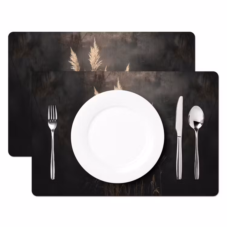 Siergras - Pluimen - Verlichting - Zwart Placemat vinyl groot -zzsfeer2_Kitchenyeah-website