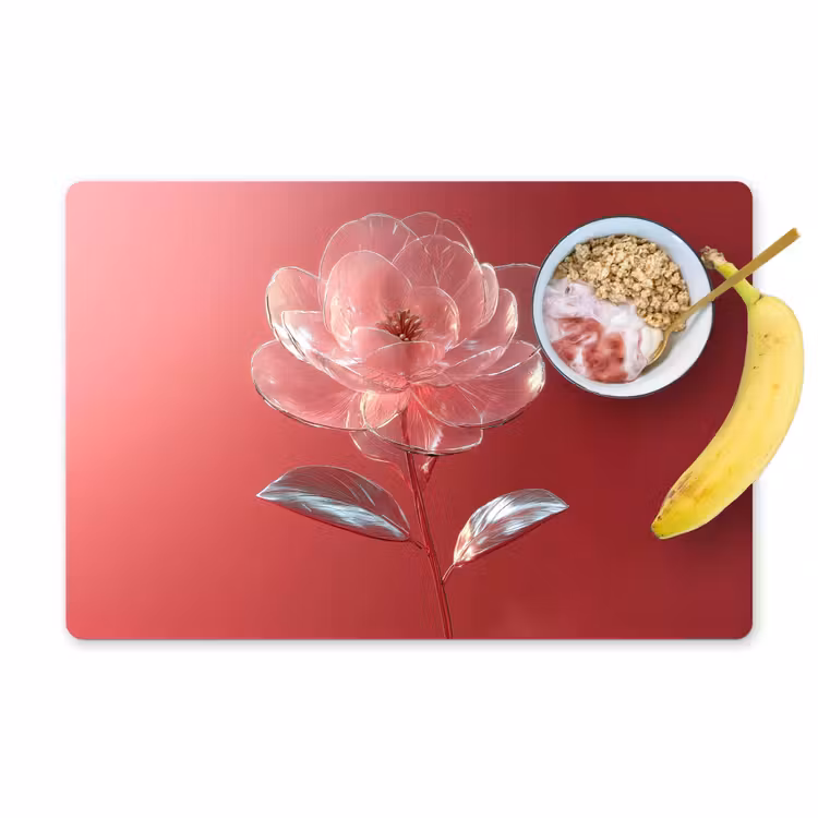 Sierlijk - Bloem - Roze - Glazen Placemat vinyl groot -zzzproduct_Kitchenyeah-website