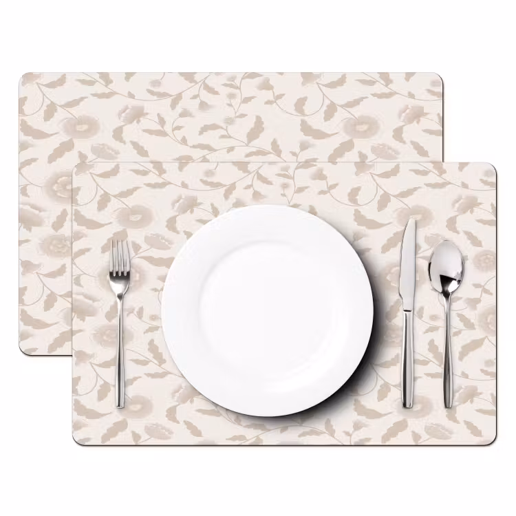 Sierlijk - Bloemen - Beige Placemat vinyl groot 368 -zzsfeer2_Kitchenyeah-website