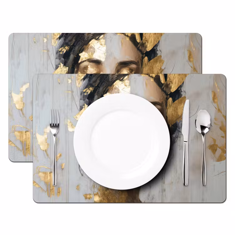 Sierlijk - Vrouw - Goud - Ogen Placemat vinyl groot -zzsfeer2_Kitchenyeah-website