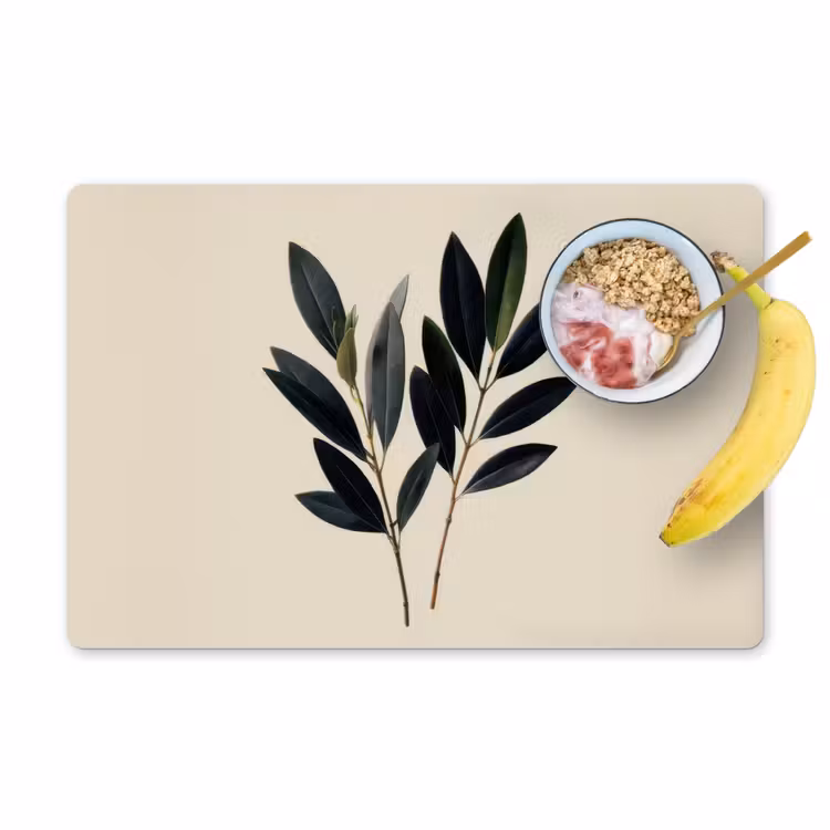 Ovaalvormige bladeren - Diep groen - Symmetrisch Placemat vinyl groot -zzzproduct_Kitchenyeah-website