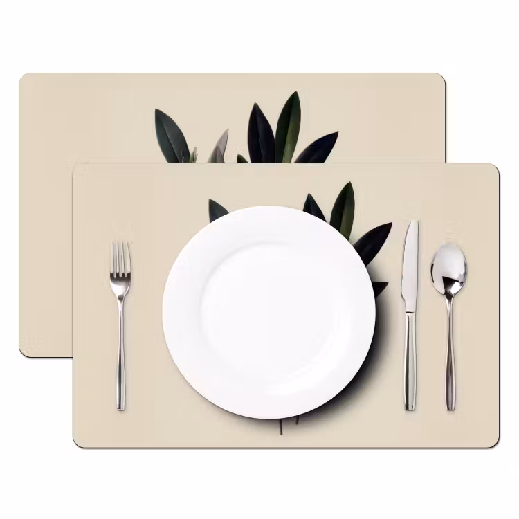 Ovaalvormige bladeren - Diep groen - Symmetrisch Placemat vinyl groot -zzsfeer2_Kitchenyeah-website