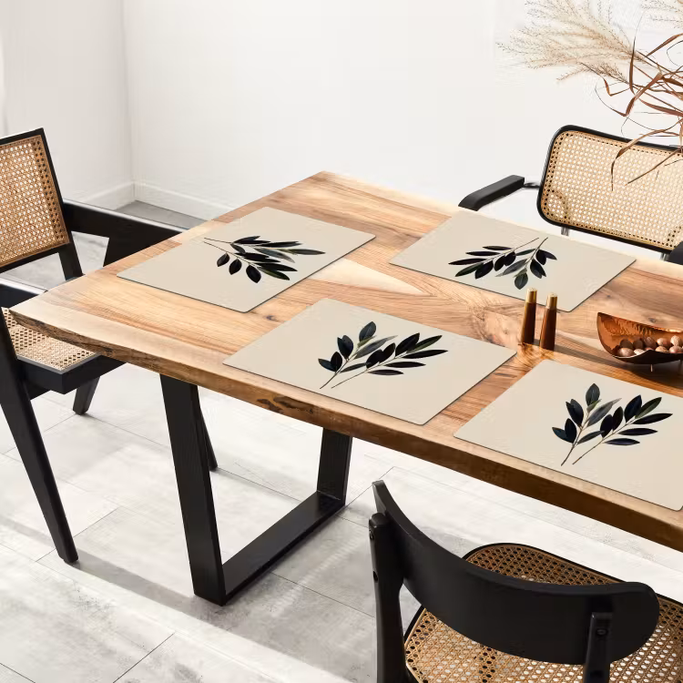 Ovaalvormige bladeren - Diep groen - Symmetrisch Placemat vinyl groot -zzsfeer4_Kitchenyeah-website