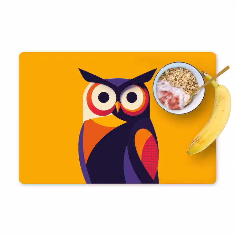 Uil - Grafisch - Kleurrijk - Ogen Placemat vinyl groot -zzzproduct_Kitchenyeah-website