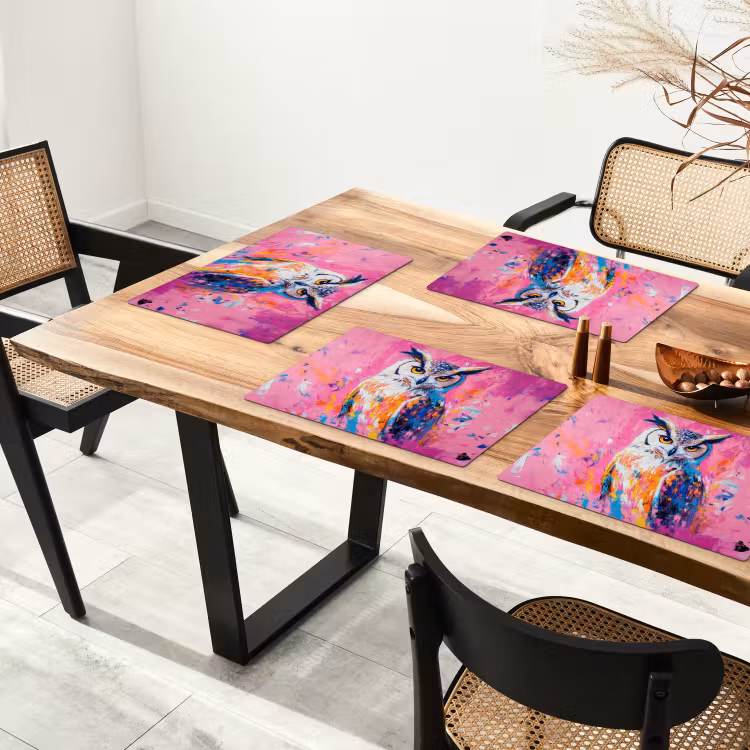 Uil - Roze - Blauw - Verf - Abstract Placemat vinyl groot -zzsfeer4_Kitchenyeah-website