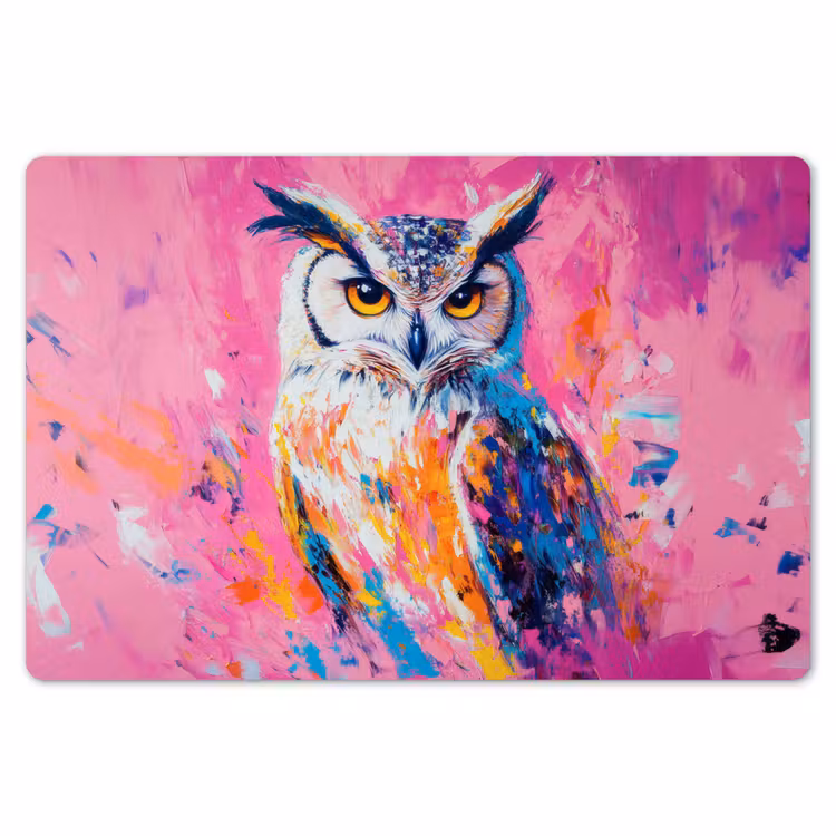 Uil - Roze - Blauw - Verf - Abstract Placemat vinyl groot -zzsfeer1_Kitchenyeah-website